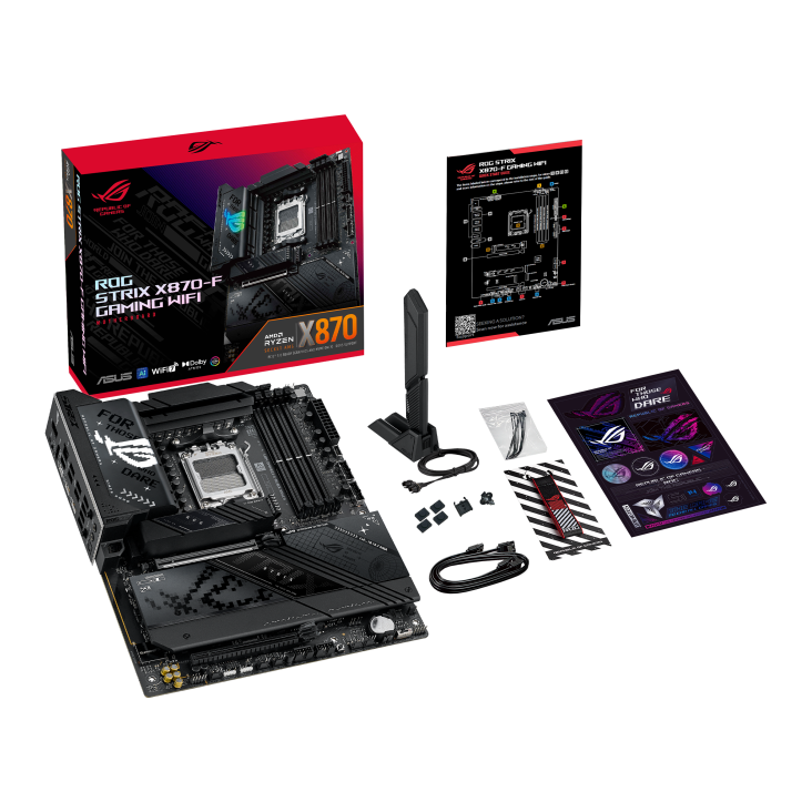 ASUS ROG Strix X870-F Gaming WiFi AM5 ATX Motherboard, AMD X870 Chipset, 4x DDR5 ASUS ROG Strix X870-F Gaming WiFi AM5 ATX Motherboard, AMD X870 Chipset, 4x DDR5